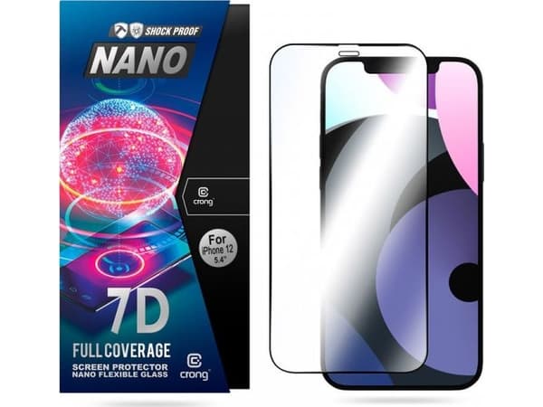 Crong Crong 7D Nano Flexible Glass - Shatterproof 9H hybrid glass for the entire screen of the iPhone 12 Mini
