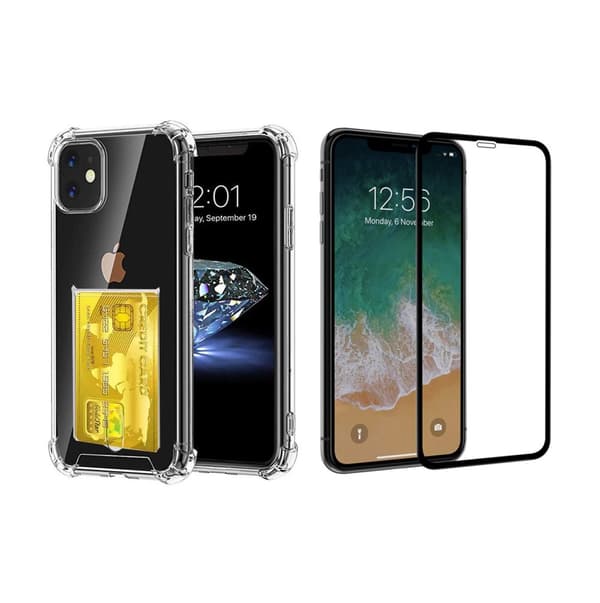 Skal med Korthållare och Skärmskydd iPhone 11