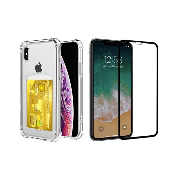 Skal med Korthållare och Skärmskydd iPhone XS Max