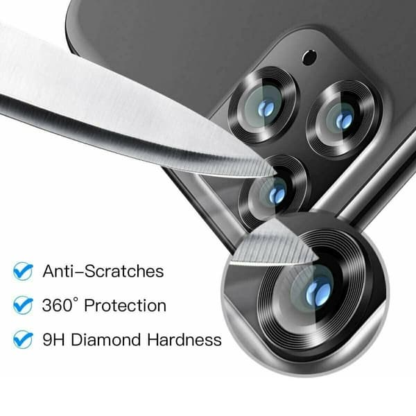 iPhone 12 Mini Linsskydd med Metallram - Svart (2-pack)