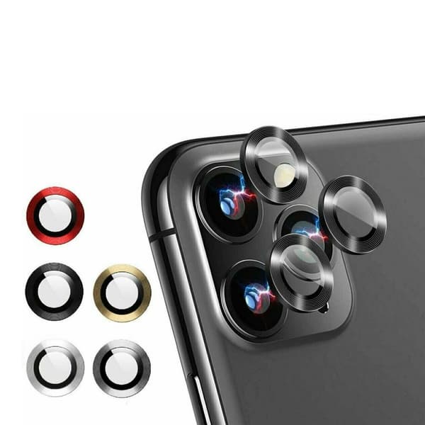 iPhone 12 Mini Linsskydd med Metallram - Svart (2-pack)