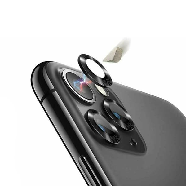 iPhone 12 Mini Linsskydd med Metallram - Svart (2-pack)