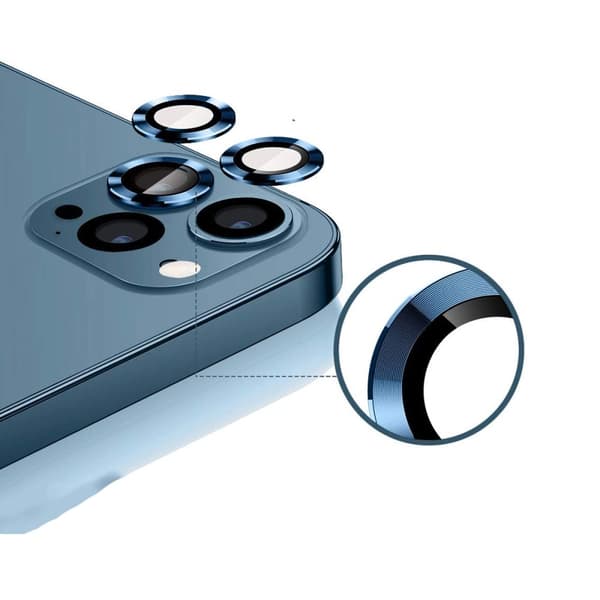 iPhone 12 Pro Linsskydd med Metallram - Blå (3-pack)