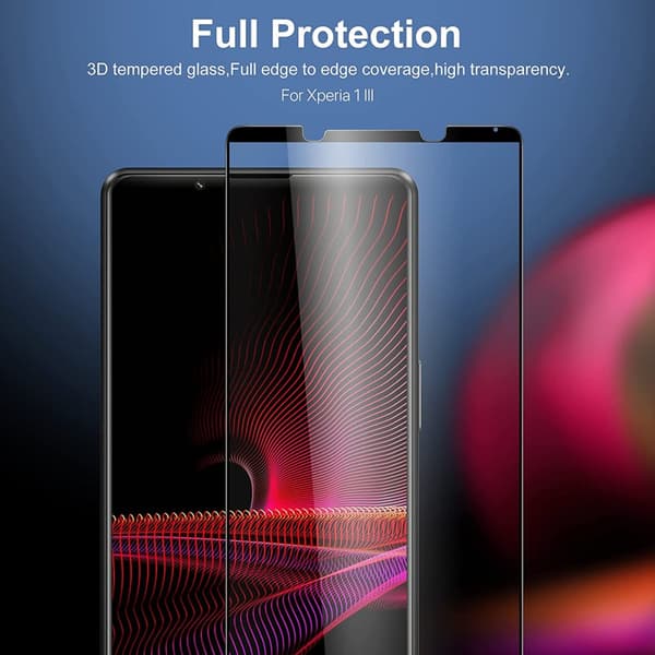 Skärmskydd Sony Xperia 1 III 5G - Härdat Glas Svart (miljö)