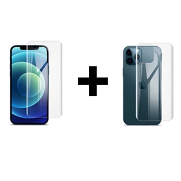 2-PACK iPhone 12 Hydrogel Skärmskydd Fram- & Baksida HD 0,2mm