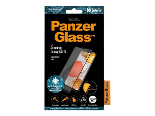 PanzerGlass - Skärmskydd för mobiltelefon - glas - ramfärg svart - för Samsung Galaxy A42 5G