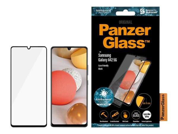 PanzerGlass - Skjermbeskyttelse for mobiltelefon - glass - rammefarge svart - for Samsung Galaxy A42 5G