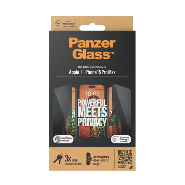 PanzerGlass™ | Privacy Edition - Näytönsuoja - Ultra-Wide Fit | Apple iPhone 15 Pro Max