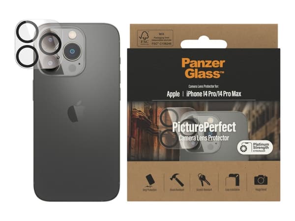 PanzerGlass™ | PicturePerfect - Objektiv beskyttelse for mobiltelefon - rammefarve sort | Apple iPhone 14 Pro/14 Pro Max