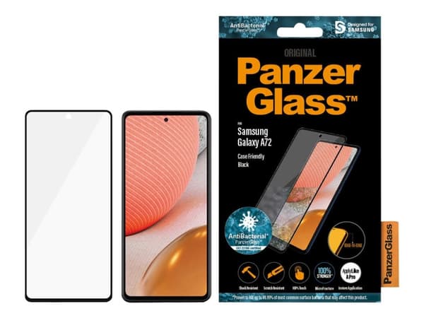 PanzerGlass - Skjermbeskyttelse for mobiltelefon - glass - rammefarge svart - for Samsung Galaxy A72