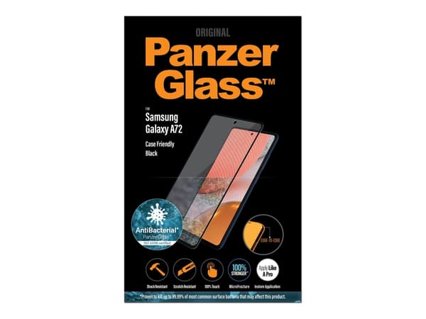 PanzerGlass - Skjermbeskyttelse for mobiltelefon - glass - rammefarge svart - for Samsung Galaxy A72