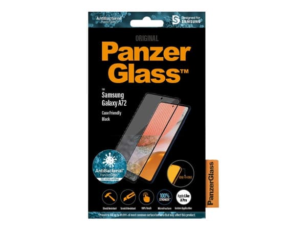 PanzerGlass - Skjermbeskyttelse for mobiltelefon - glass - rammefarge svart - for Samsung Galaxy A72