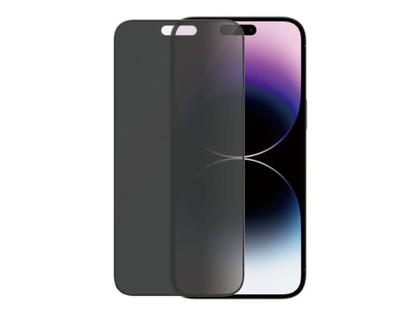 PanzerGlass - Skjermbeskyttelse for mobiltelefon - ultrabred passform - glass - med personvernsfilter - rammefarge svart - for Apple iPhone 14 Pro Ma