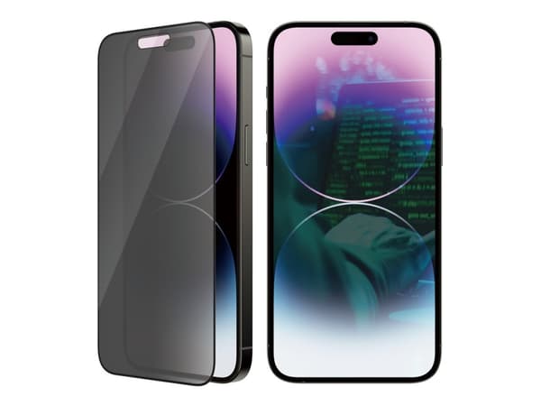 PanzerGlass - Skjermbeskyttelse for mobiltelefon - ultrabred passform - glass - med personvernsfilter - rammefarge svart - for Apple iPhone 14 Pro Ma