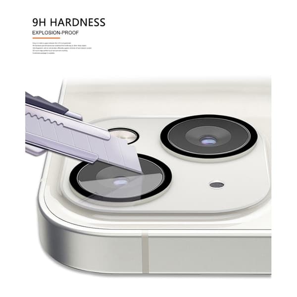 [2-PACK] Skärmskydd iPhone 14 Kameralinsskydd i Härdat glas Svart