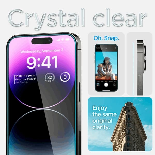 Spigen iPhone 14 Pro Härdat Glas Skärmskydd Ez-Fit 2-Pack - Clear