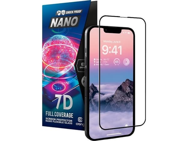 Crong Crong 7D Nano Fleksibelt Glass - Ikke-fraktær 9H Hybrid Glass Fullskjerm for iPhone 14 Pro