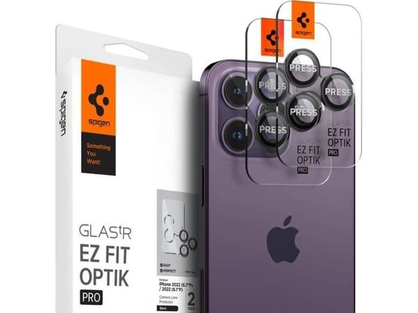 Spigen EZ Fit GLAS.tR Optik Pro - Linsebeskytter for mobiltelefon - glass - rammefarge svart - for Apple iPhone 14 Pro, 14 Pro Max