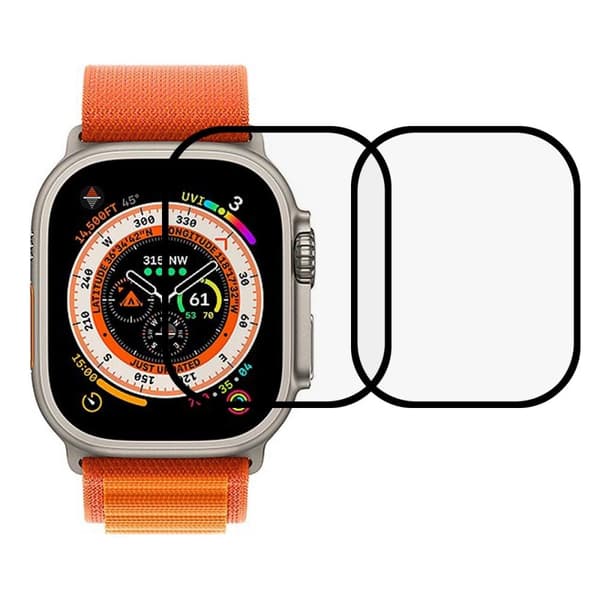 Apple Watch Ultra 49mm hærdet glas med fuld dækning 2 stk
