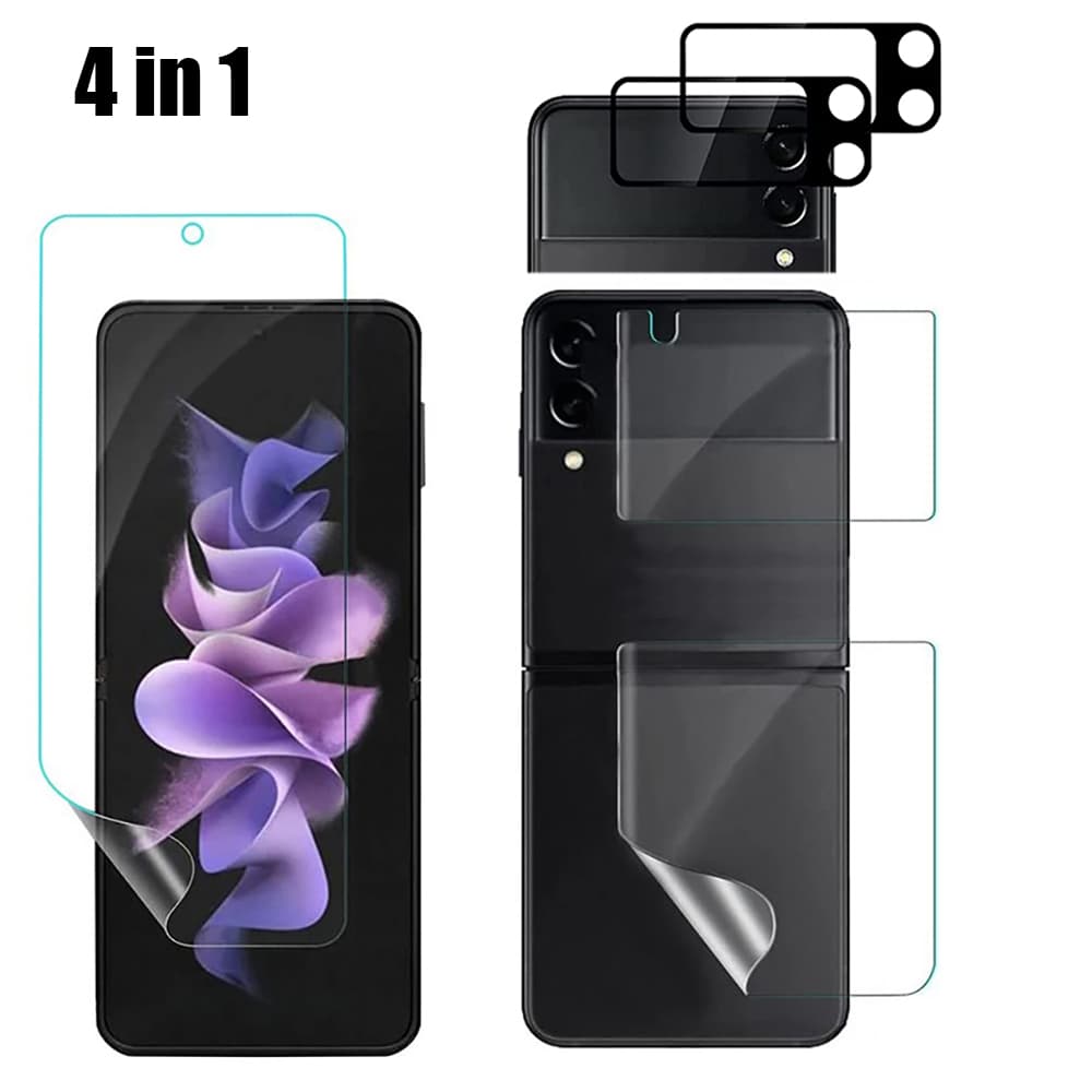 3-PACK 4in1 Hydrogel Skärmskydd & 2.5D Kameralinsskydd Z Flip 4