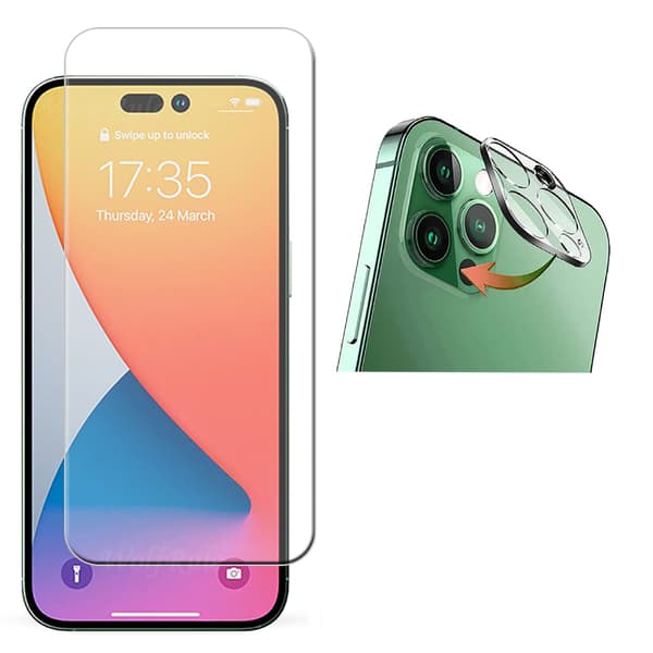 3-PACK iPhone 14 Pro 1 Set Sk�rmskydd + Kameralinsskydd HD 0,3mm