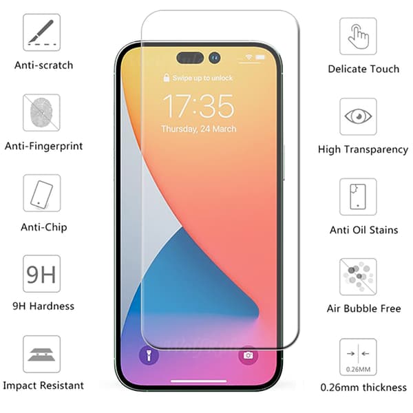 3-PACK iPhone 14 Pro 1 Set Sk�rmskydd + Kameralinsskydd HD 0,3mm