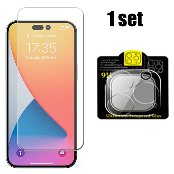 3-PACK iPhone 14 Pro 1 Set Sk�rmskydd + Kameralinsskydd HD 0,3mm