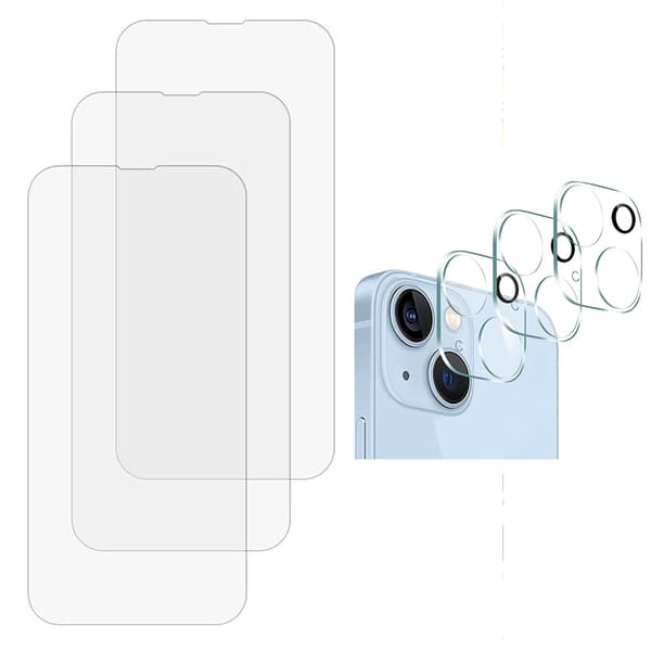 2-PACK iPhone 14 1 Set Skärmskydd + Kameralinsskydd HD 0,3mm
