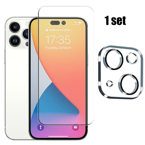 2-PACK iPhone 14 1 Set Skärmskydd + Kameralinsskydd HD 0,3mm