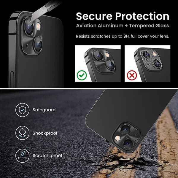 Hat Prince Aluminium Kameraskydd iPhone 14/iPhone 14 Plus Svart