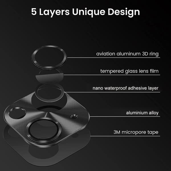 Hat Prince Aluminium Kameraskydd iPhone 14/iPhone 14 Plus Svart