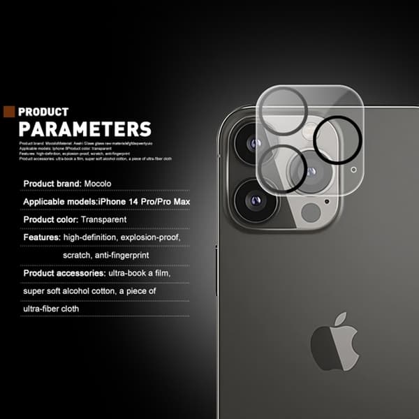 Mocolo Heltäckande Kameraskydd iPhone 14 Pro Härdat Glas