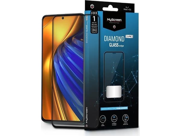 MyScreen Protector Xiaomi Poco F4 - Härdat glas för lätt rundade skärmar DIAMOND GLASS LITE edge FULL GLUE