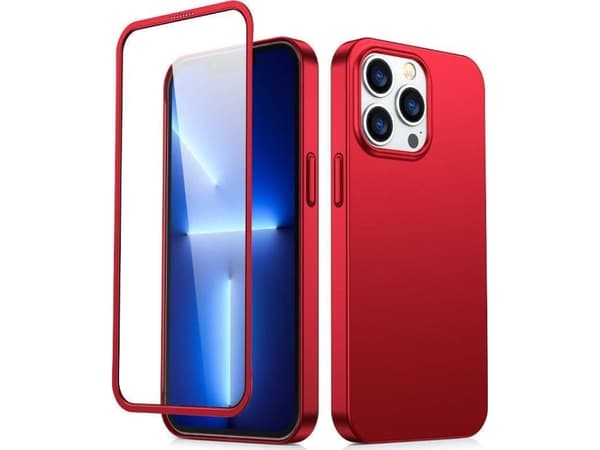 Joyroom Joyroom 360 Full Case-deksel for iPhone 13 Pro bak- og frontdeksel + rødt herdet glass (JR-BP935 rød)