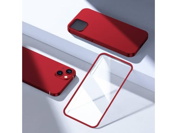 Joyroom Joyroom 360 Full Case-deksel for iPhone 13 bak- og frontdeksel + rødt herdet glass (JR-BP927 rød)