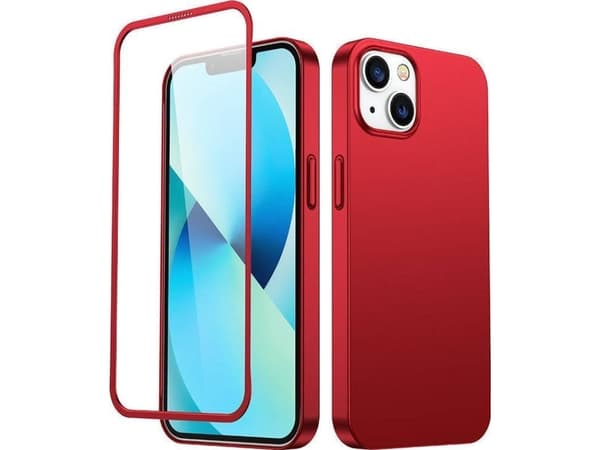 Joyroom Joyroom 360 Full Case-deksel for iPhone 13 bak- og frontdeksel + rødt herdet glass (JR-BP927 rød)