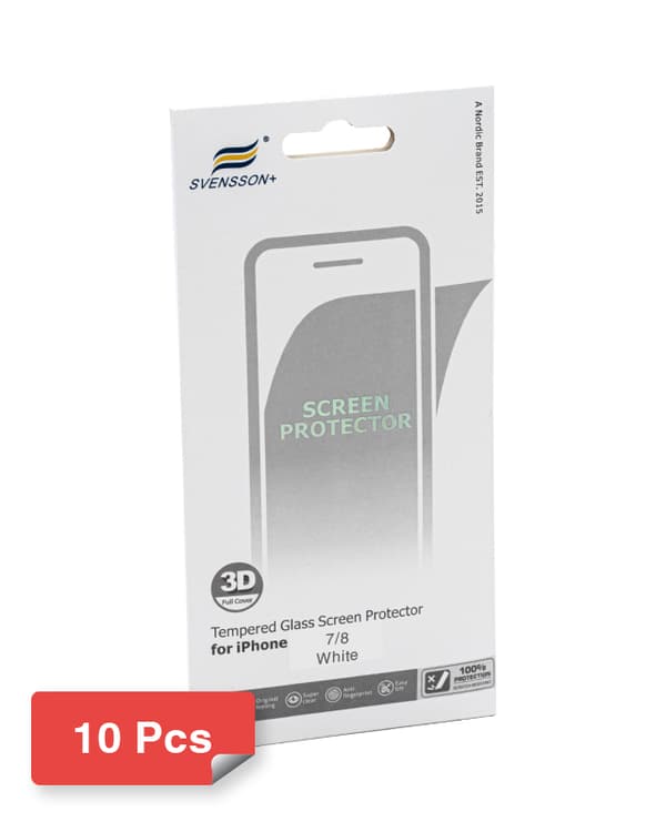 Svensson Plus Full Cover Tempered Glass for iPhone 7G/8G White 10-pack