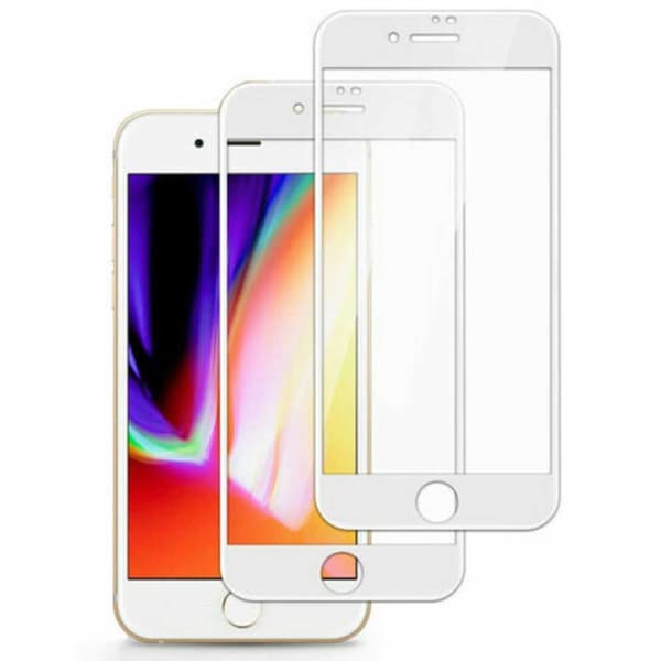 2-pack iPhone 6/7/8/Se HD-skjermbeskytter speket glass hvit