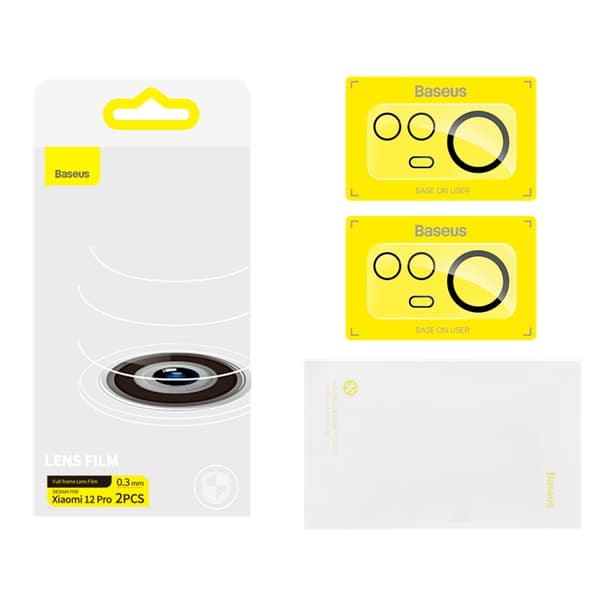 BASEUS Xiaomi 12 Pro Kameralinsskydd i Härdat Glas 0.3mm Rengörings kit