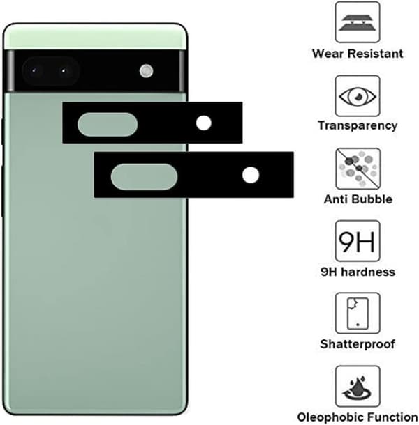 [2-PACK] Google Pixel 6a Härdat glas Kameralinsskydd - Svart