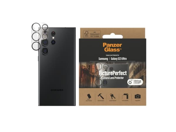 PanzerGlass™ | PicturePerfect - Objektiv skydd för mobiltelefon - ramfarve sort | Samsung Galaxy S23 Ultra