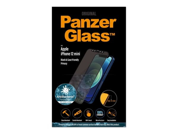 PanzerGlass P2710, Apple, Apple - iPhone 12 Mini, Asennus kuivana, Naarmuuntumisenkestävä, Iskunkestävä, Antibakteerinen, Läpinäkyvä, 1 kpl