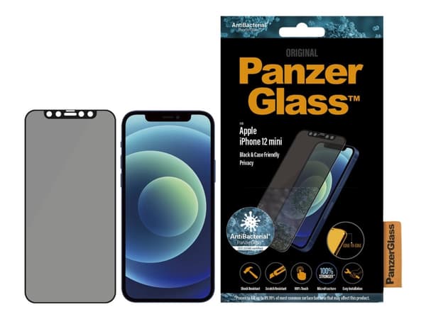PanzerGlass Original - Mobiltelefonskjermbeskytter - glass - med personvernfilter - 5,4" - svart - for Apple iPhone 12 mini