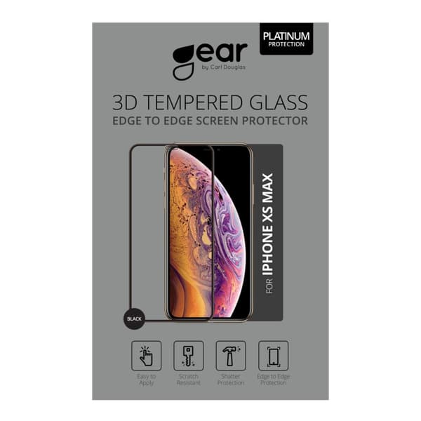 Gear Härdat Glas 3D Gum Full Cover Svart iPhone Xs Max/11 Pro Max Incl. Monteringsram