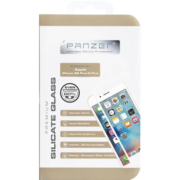 Panzer iPhone 6S/6 Plus, buet silikatglass, hvit