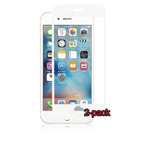 2-pakkaus iPhone 6S/6 Plus kaareva silikaattilasi, Armour, valkoinen