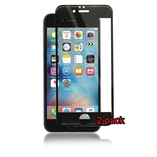 2-pack iPhone 6S/6 Plus kaareva silikaattilasi, Panzer, musta