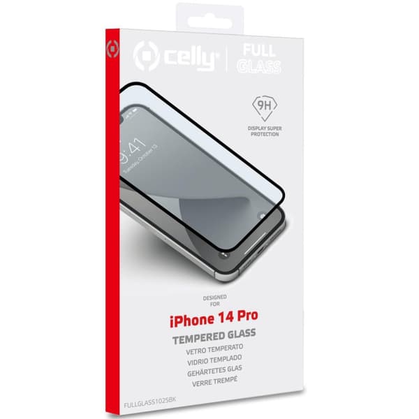 Celly Skjermbeskytter i herdet glass til iPhone 14 Pro