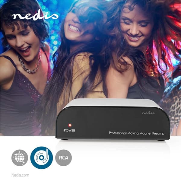 Nedis Forforstærker | Tilslutninger indgang: 1x RCA | Tilslutninger udgang: 1x RCA | 2 Kanaler | Phono / Pladespiller | Automatisk | Sort