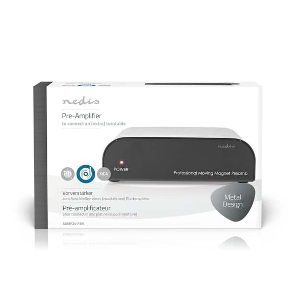 Nedis Forforstærker | Tilslutninger indgang: 1x RCA | Tilslutninger udgang: 1x RCA | 2 Kanaler | Phono / Pladespiller | Automatisk | Sort